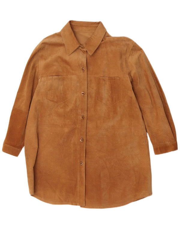 Vintage ženska košulja od brušene kože UK 18 XL smeđa