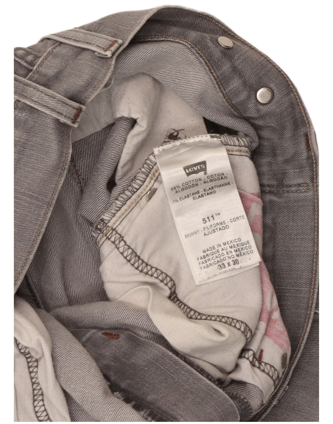 Levi's ženske 511 uske traperice W33 L30 sivi pamuk