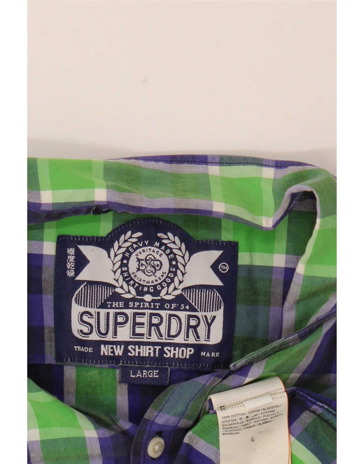 Superdry muška košulja, veliki zeleni karirani pamuk