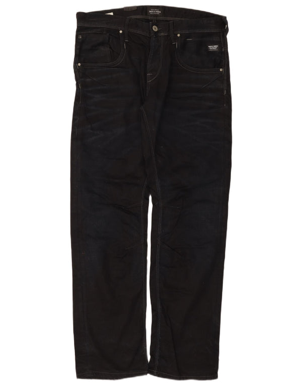 Jack & Jones muške ravne traperice W34 L34 tamnoplavi pamuk