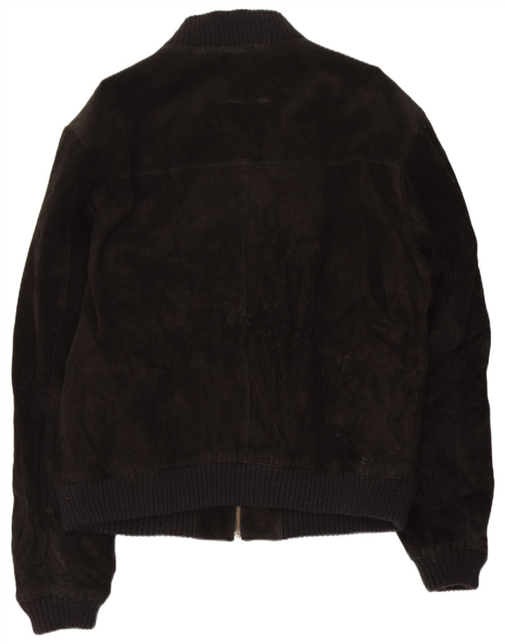 Vintage muška bomber jakna od brušene kože UK 44 2XL crna koža