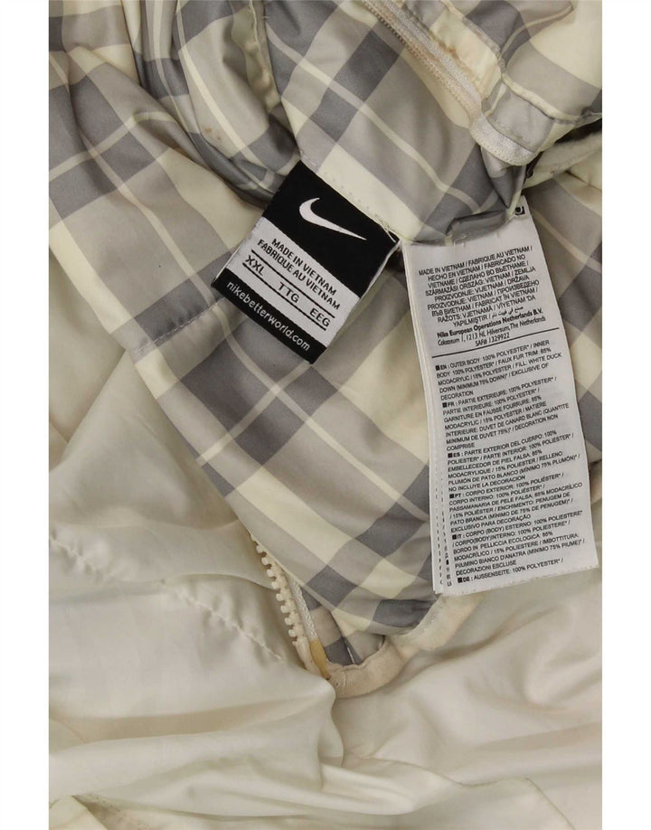 Nike Muška jakna s kapuljačom i dvostrukim podstavcima UK 44 2XL bijeli karirani poliester