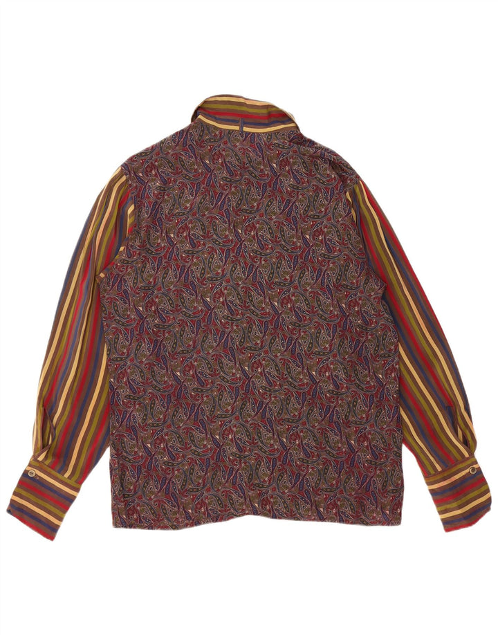 VINTAGE Ženska košulja bluza UK 12 Srednje raznobojna svila s paisley motivima