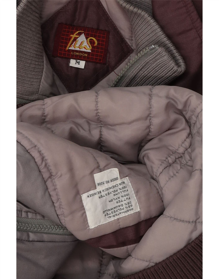 Vintage muška bombaška jakna UK 38 Srednje bordo poliester u boji