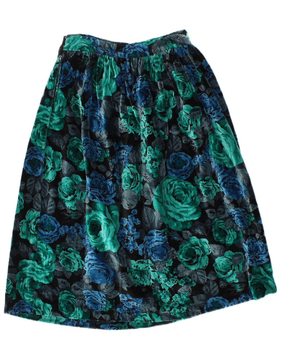 Vintage ženska baršunasta suknja A-kroja W28 srednje raznobojna cvjetna