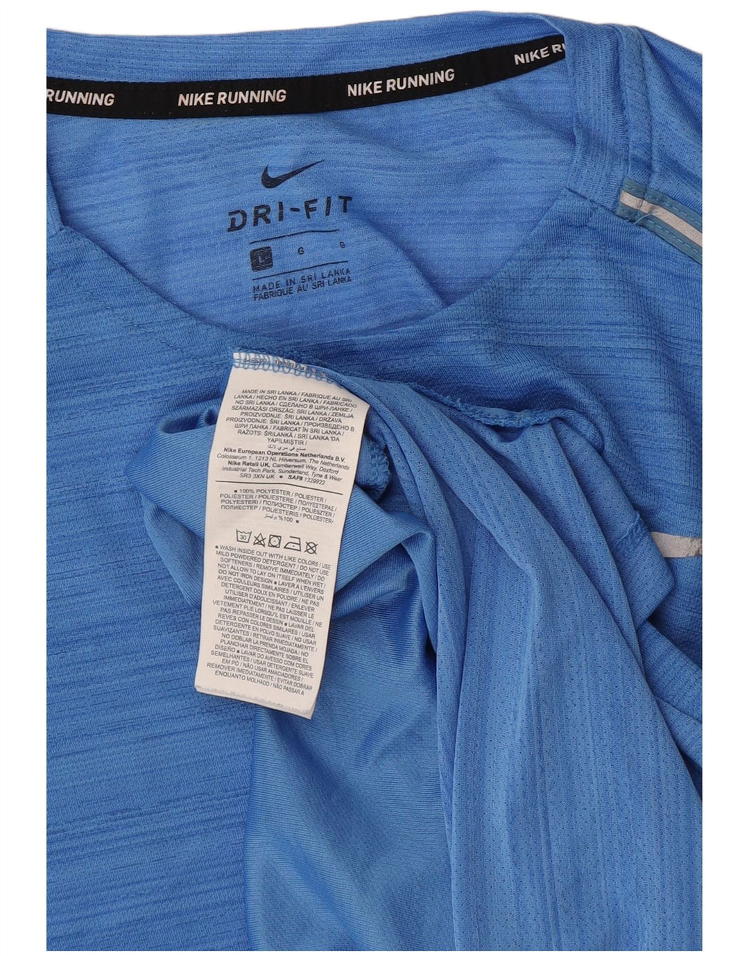 Nike Dri Fit majica s velikim plavim prugama od poliestera