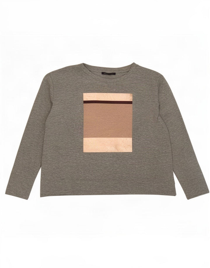 Marks & Spencer ženska majica dugih rukava s grafikama UK 16 Large Gray Colourblock