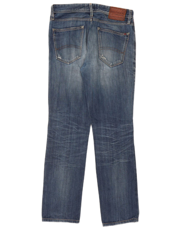 TOMMY HILFIGER Muške ravne traperice s oštećenjem W30 L32 Plavi pamuk