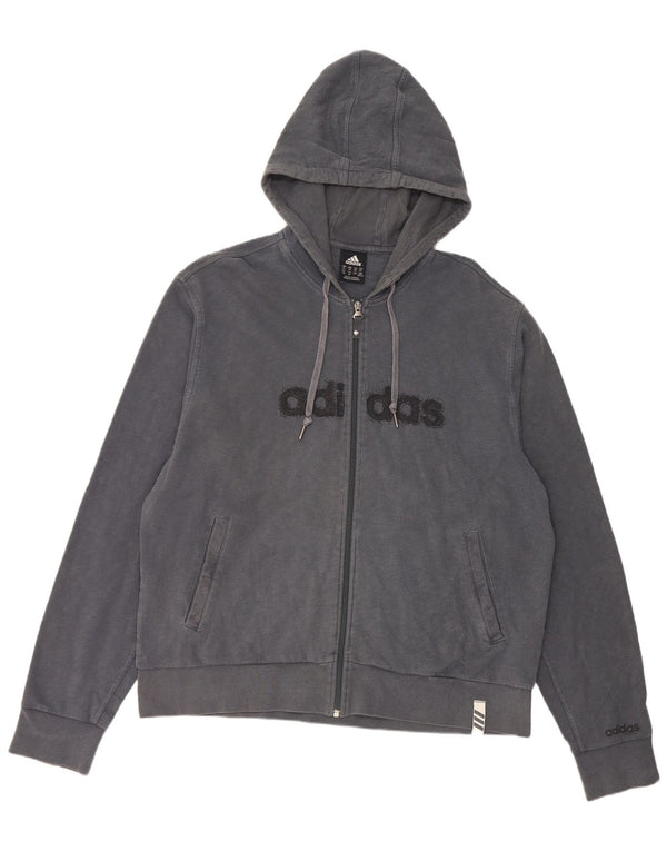 Adidas muški pulover s kapuljačom s patentnim zatvaračem 2XL tamnoplavi pamuk