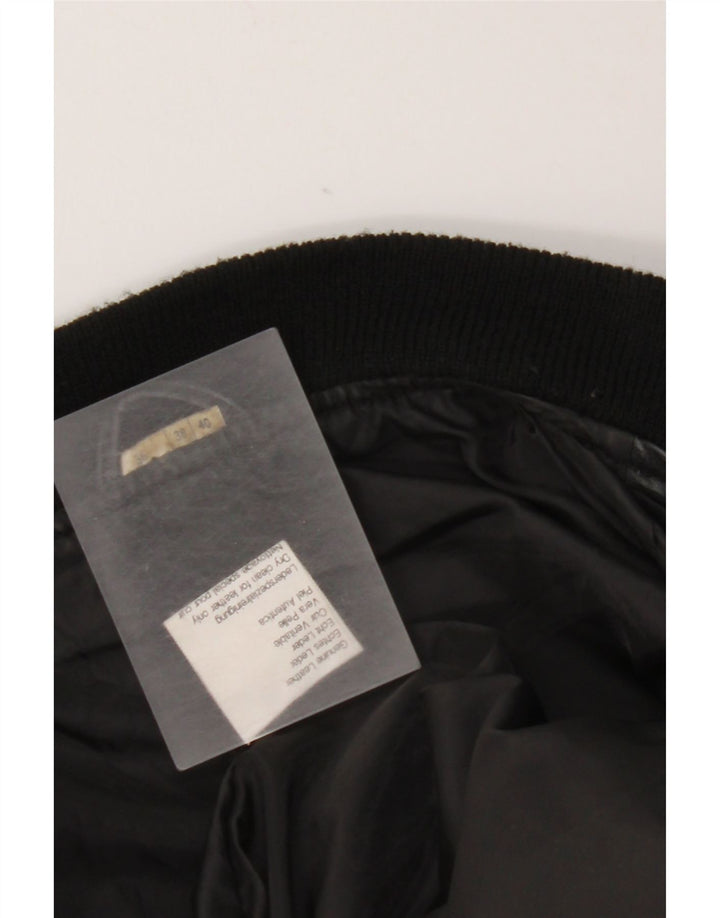 Vintage ženska kožna jakna širokog kroja EU 38, srednje crna koža