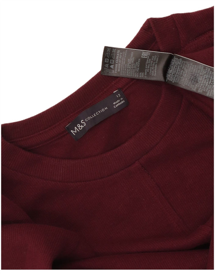 Marks & Spencer Ženska majica dugih rukava UK 12 Srednji tamnocrveni pamuk