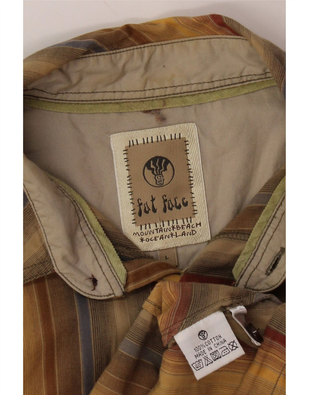 FAT FACE Muška košulja kratkih rukava, veliki pamuk na žute pruge