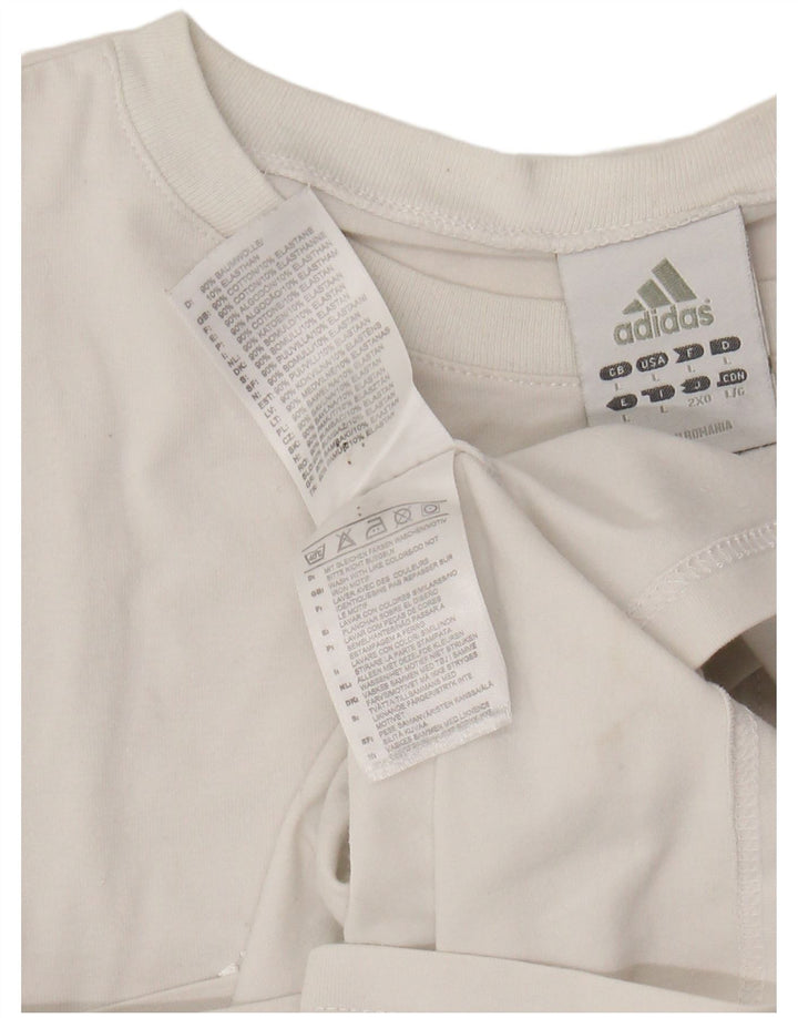 ADIDAS Ženska majica kratkih rukava UK 14 Large Off White Pamuk