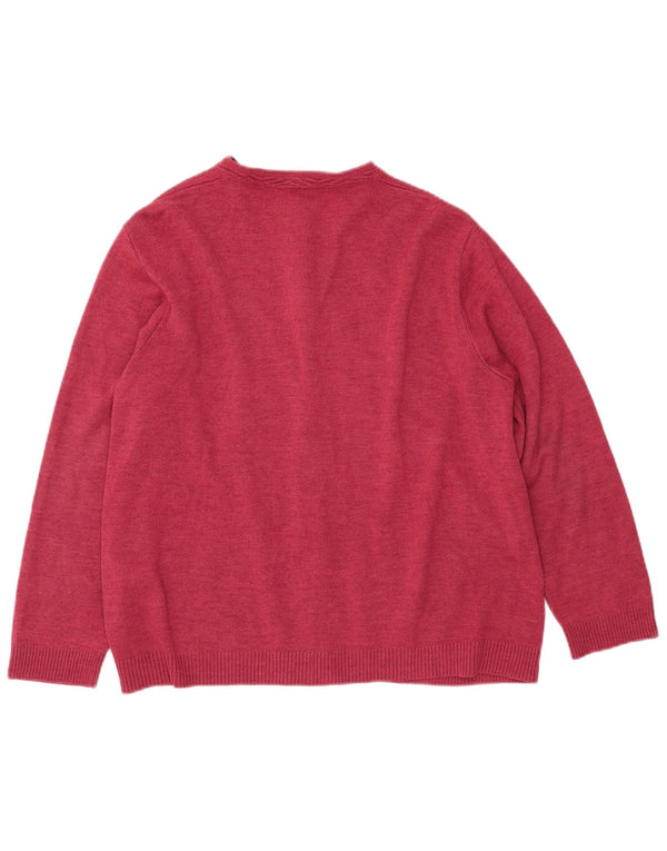 CASTLE OF IRELAND Ženski kardigan džemper UK 16 Veliki ružičasti vuneni