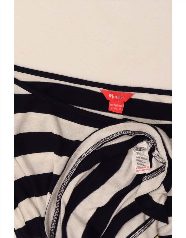 MONSOON ženski gornji dio tunike UK 12 srednje tamnoplave prugaste viskoze