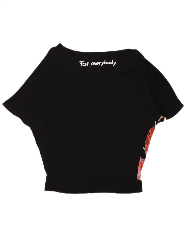 DESIGUAL Ženska majica kratkih rukava UK 14 srednje crna cvjetna