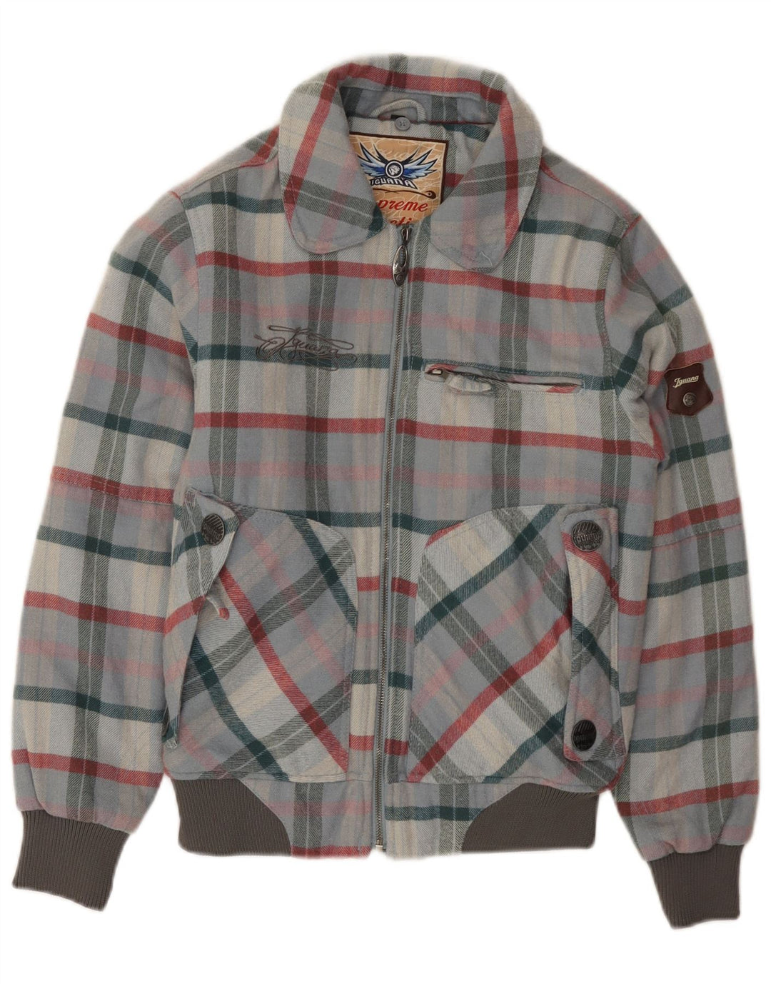 Iguana muška bomber jakna UK 34 XS siva karirana vuna