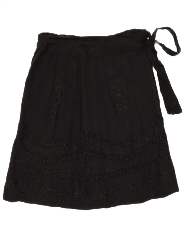 Vintage ženska suknja na preklop W30 srednje crna paisley boja