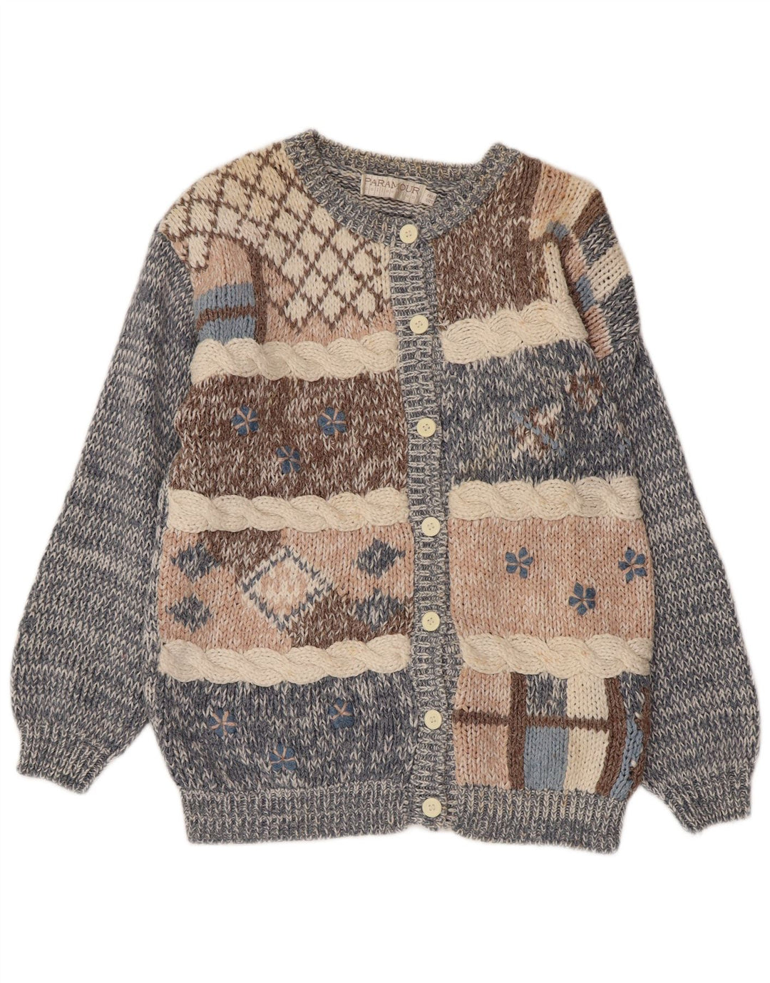 PARAMOUR Ženski kardigan pulover jedne veličine plavi patchwork Ramie