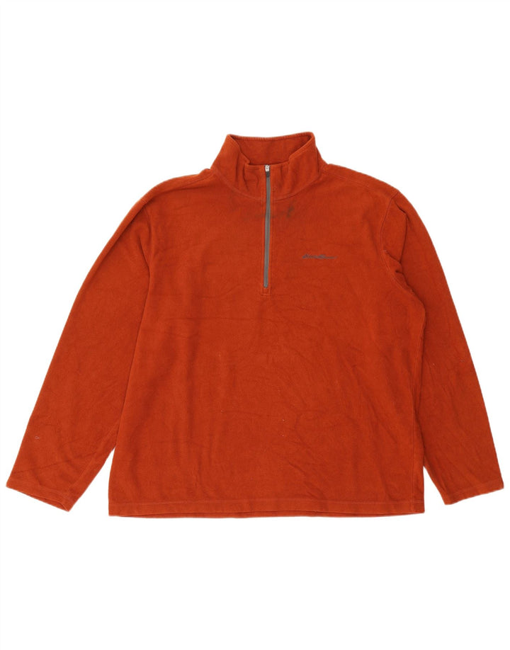 EDDIE BAUER Muški džemper od flisa s patentnim izrezom, veliki narančasti poliester