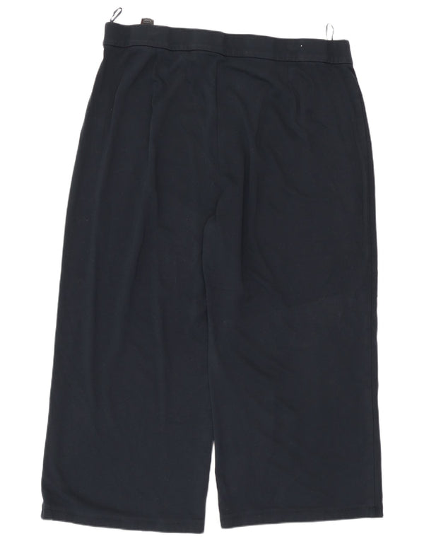 Marks & Spencer Womens Cropped Trousers UK 24 4XL W40 L26 Navy Blue Viscose