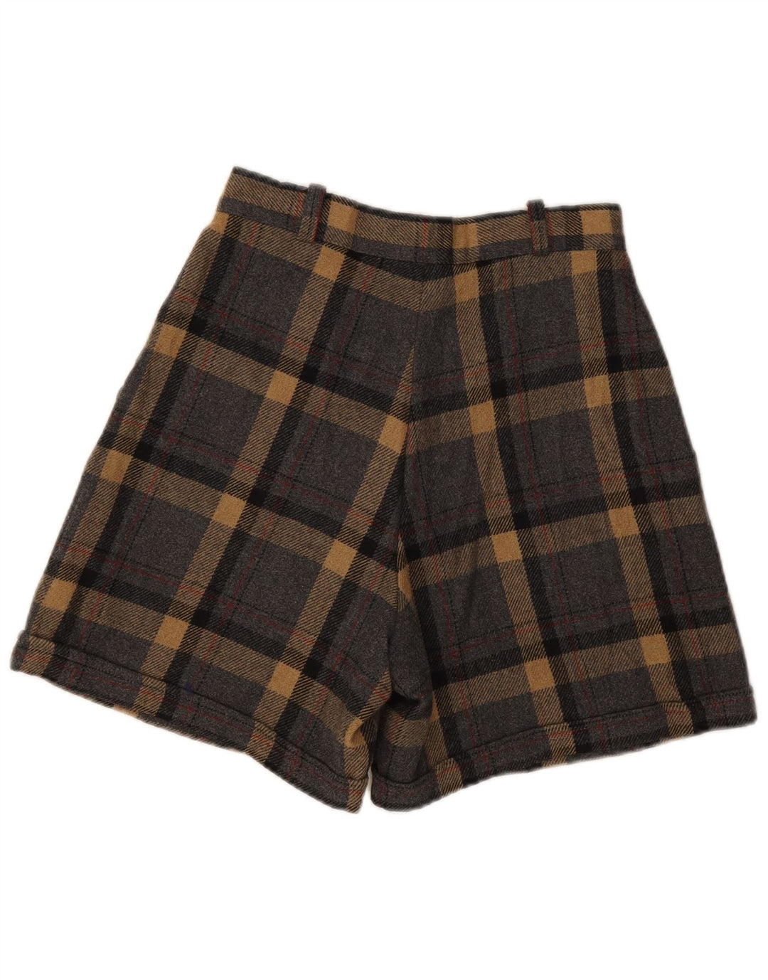 VINTAGE Ženske kratke chino hlače širokih nogavica IT 42 srednje W28 sive karirane