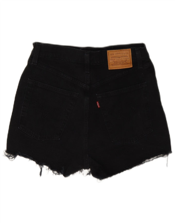 Levi's kratke kratke hlače od trapera s oštećenim izgledom W27 male crne boje pamuka