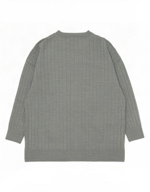 Zara Mens Crew Neck Jumper Sweater Medium Green Acrylic
