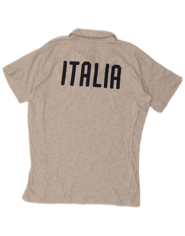 Puma Mens Italia Graphic Polo majica Large Grey Flected Cotton