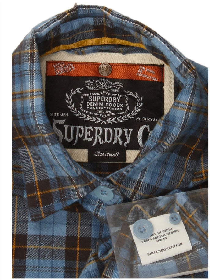 SUPERDRY ženska flanelska košulja 3/4 rukava UK 10 plavi karirani pamuk