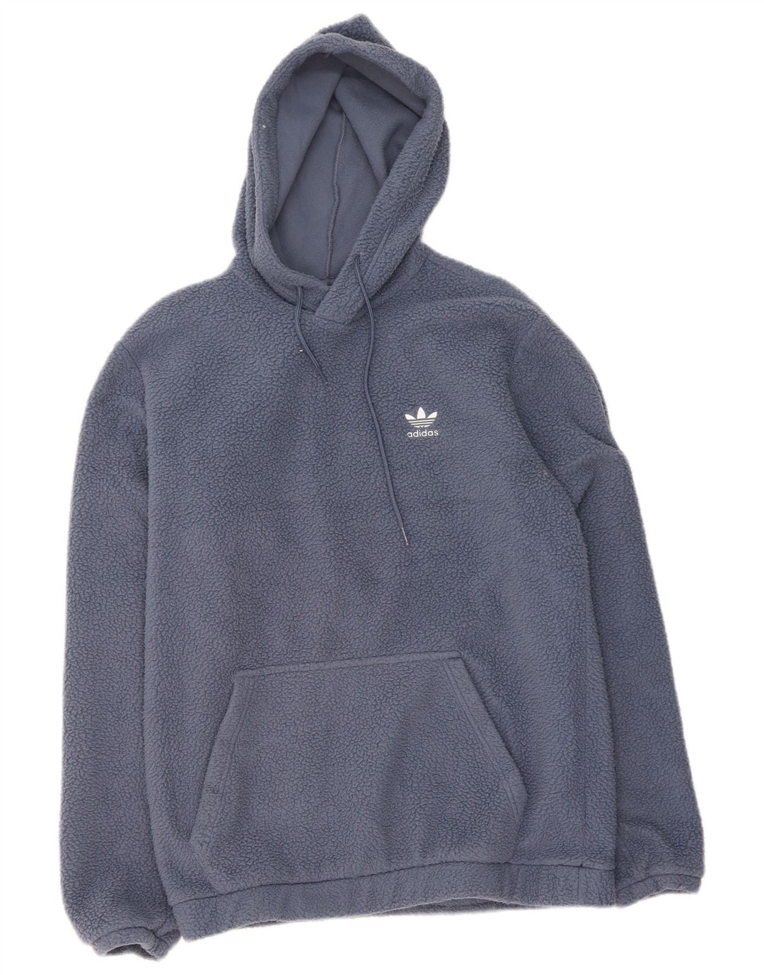 ADIDAS Womens Hooded Fleece Jumper UK 14 Medium Blue Polyester