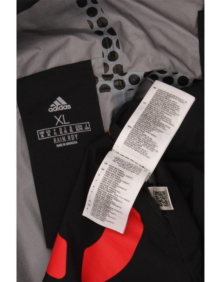 ADIDAS muška kišna jakna s kapuljačom s grafičkim motivima UK 42 XL crni poliamid