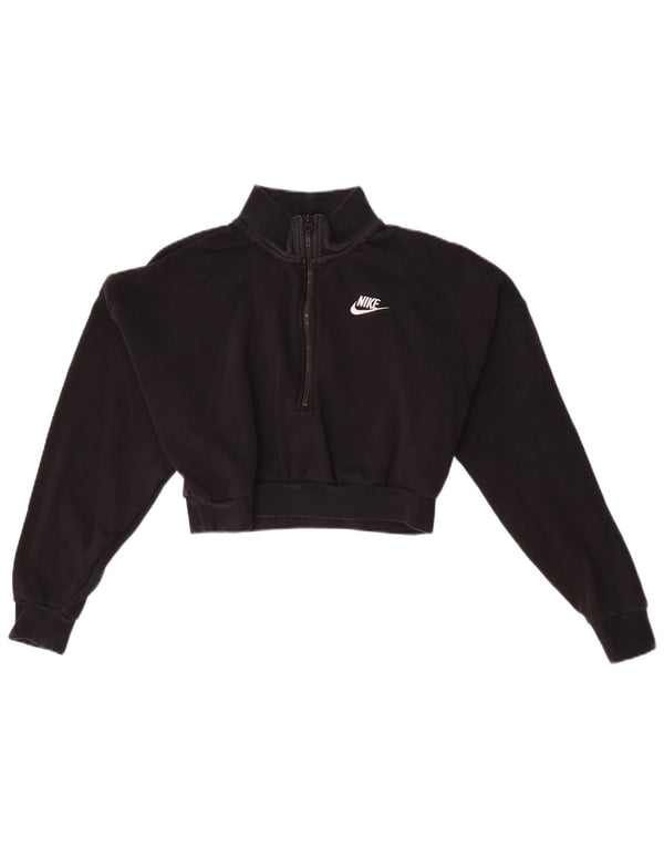 Nike ženska majica s kratkim izrezom s kratkim izrezom i dugim kratkim rukavima UK 6 XS, crni pamuk