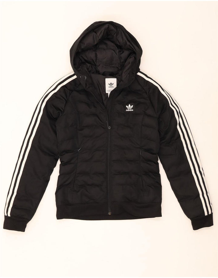 Adidas ženska podstavljena jakna s kapuljačom UK 8 Mala crna poliester