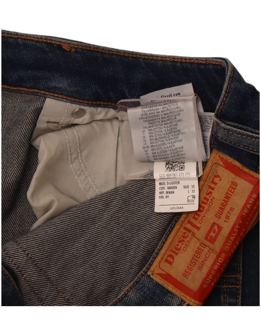 DIESEL Muške uske traperice W32 L32 tamnoplavi pamuk