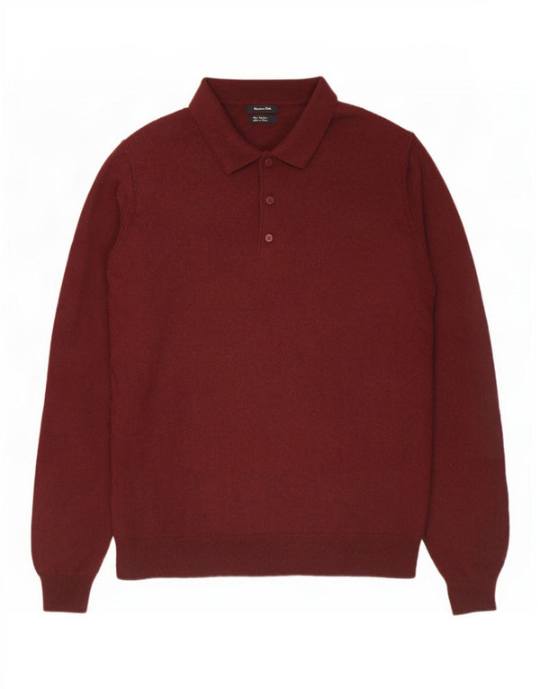 Veliki vuneni bordo pulover Massimo Dutti s polo ovratnikom