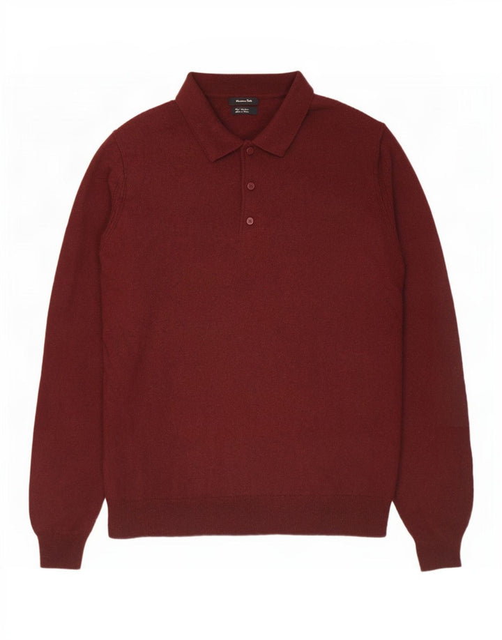 Veliki vuneni bordo pulover Massimo Dutti s polo ovratnikom