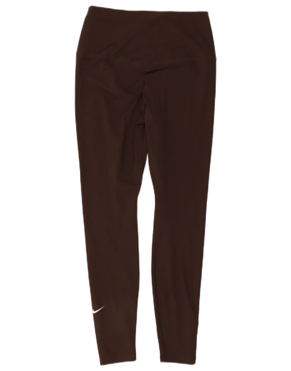 Nike Ženske Dri Fit Leggings UK 12 Medium Brown Polyester