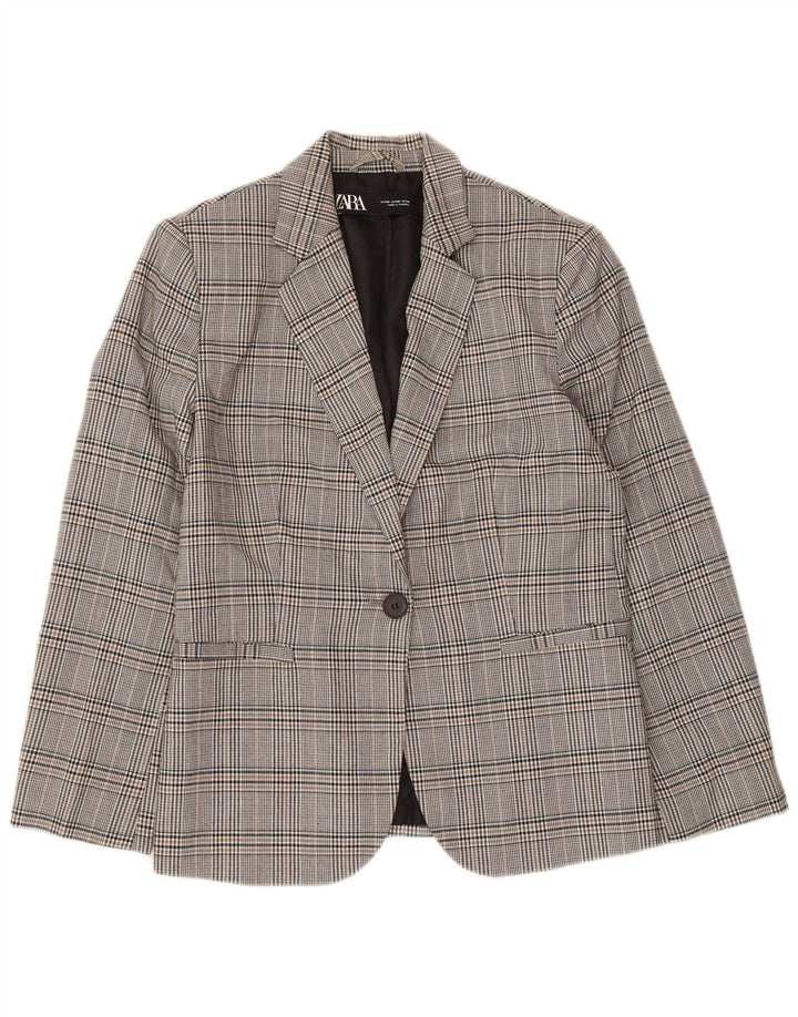 Zara ženski sako sa 1 gumbom EU 38 Mala siva houndstooth