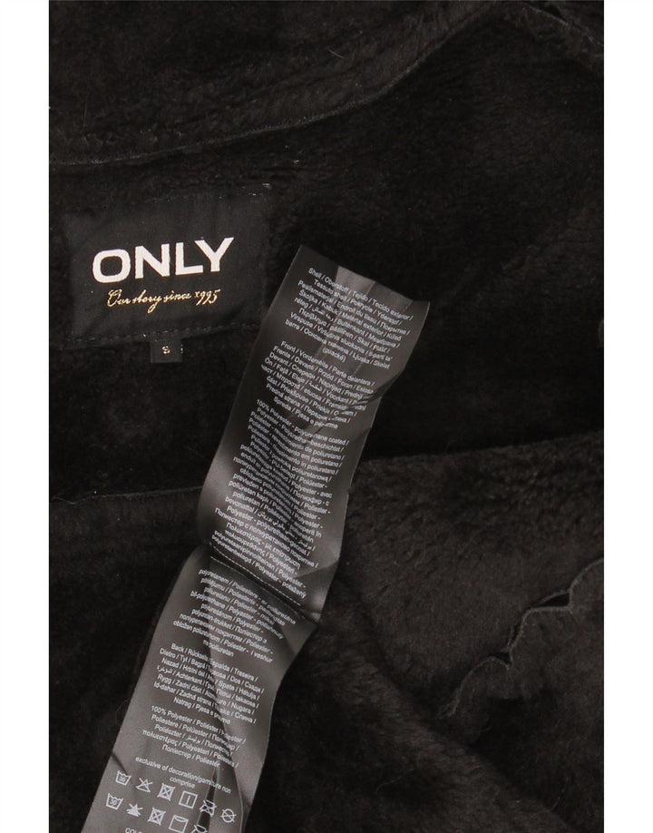 VINTAGE ženska biciklistička jakna Sherpa od umjetne kože UK 10 Mala crna