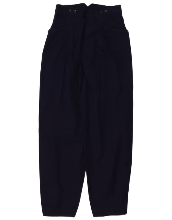Cover Womens High Waist Casual Trousers W28 L29 Navy Blue Cotton