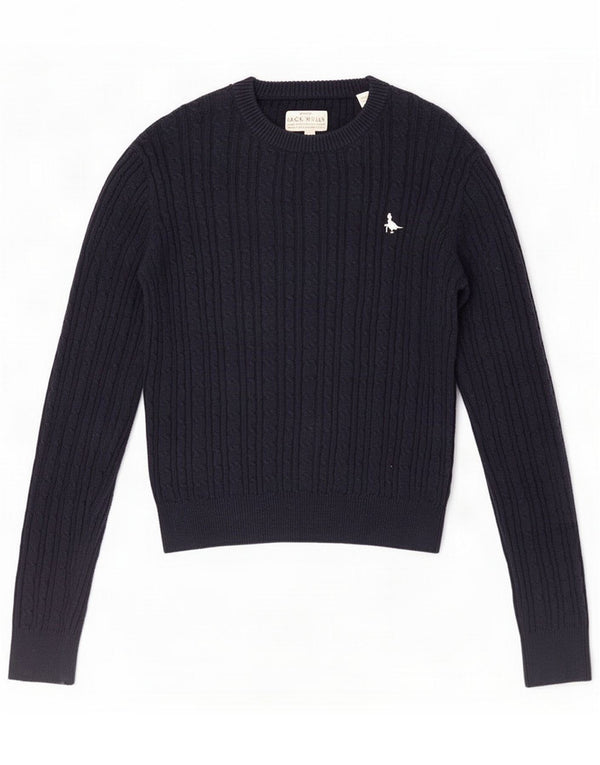 Jack Wills Ženski džemper s okruglim izrezom UK 8 Mali tamnoplavi pamuk