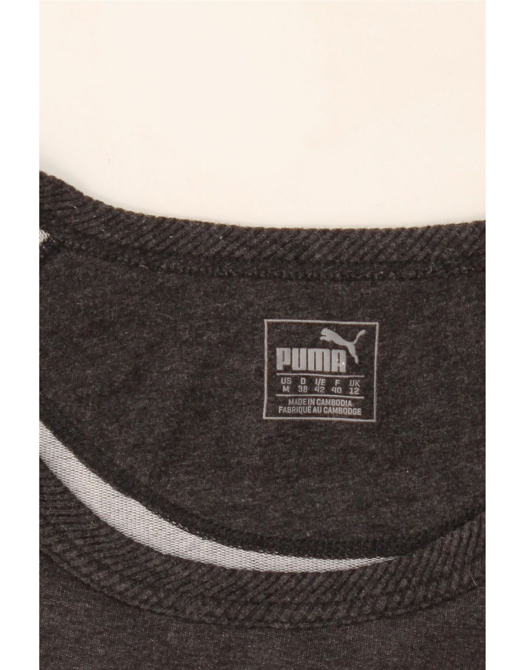 PUMA Womens Graphic Sweatshirt Jumper UK 12 Medium  Grey Cotton Vintage Puma and Second-Hand Puma from Messina Hembry 