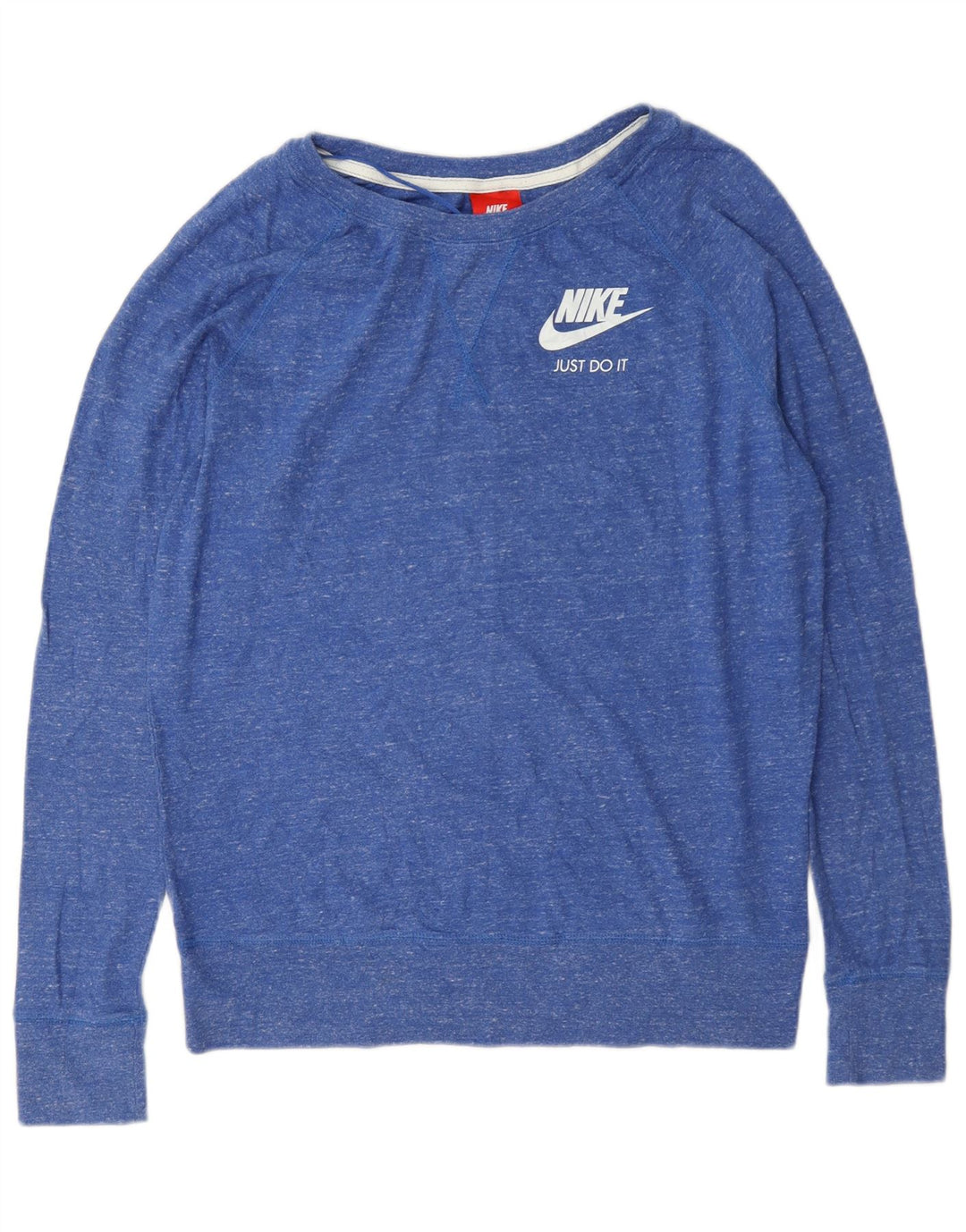 Nike Ženska majica s kratkim rukavima UK 14 Srednje plavi flekasti pamuk