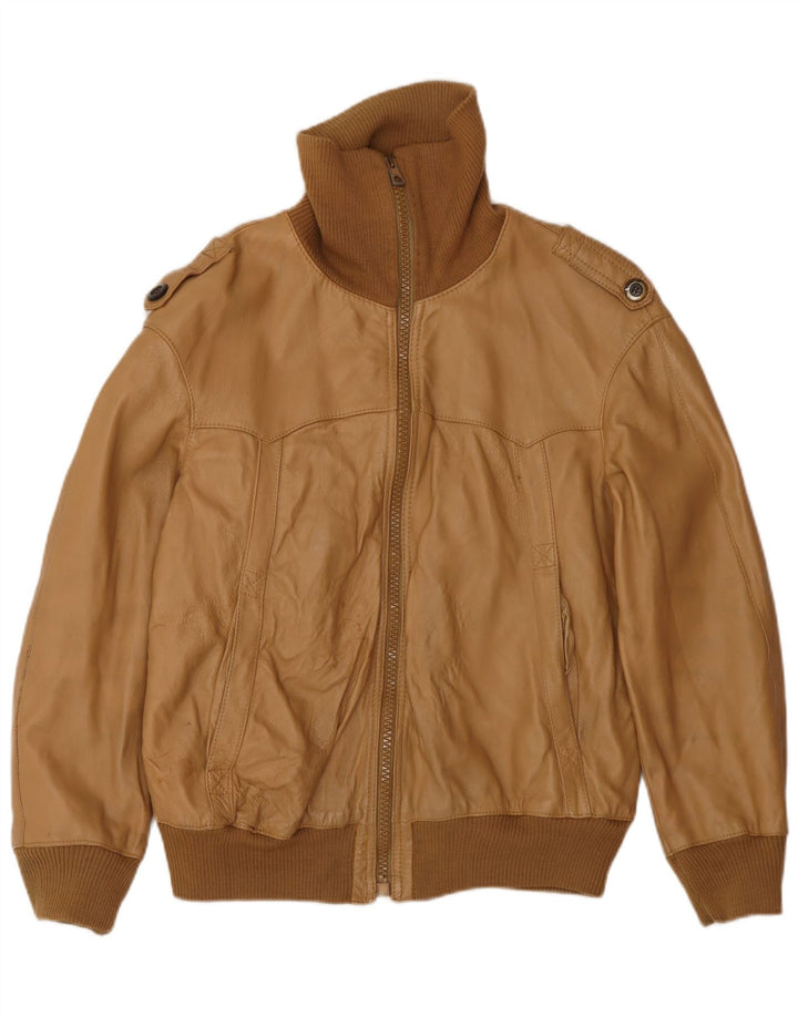 Vintage muška vojna bomber kožna jakna UK 38 srednje bež boje