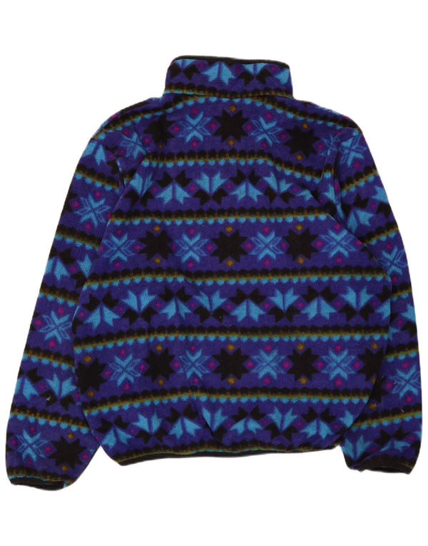 L.L.Bean ženski flis džemper s dugmadima i ovratnikom UK 16 Large Blue Fair Isle