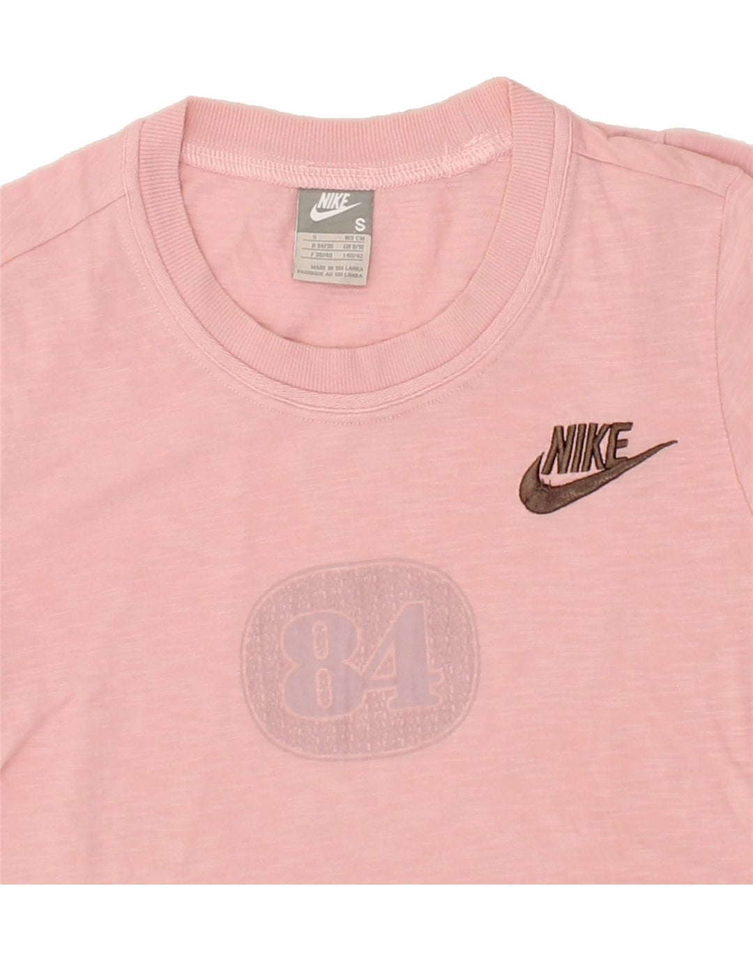 NIKE Womens Graphic Top Long Sleeve UK 8/10 Small Pink Vintage Nike and Second-Hand Nike from Messina Hembry 