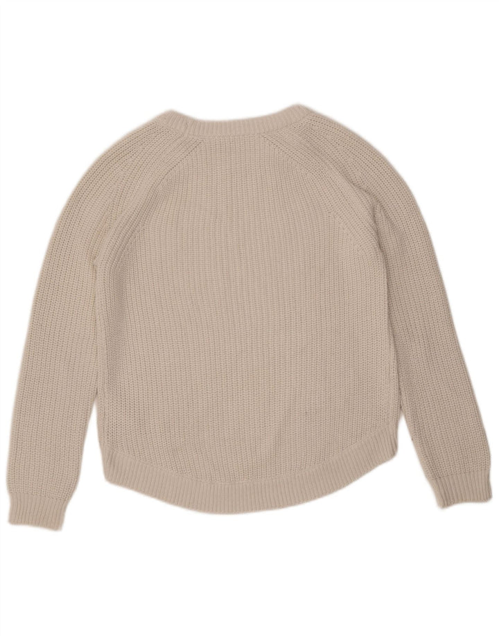 GUESS Ženski pulover s velikim veznim izrezom UK 6 Mali bijeli pamuk