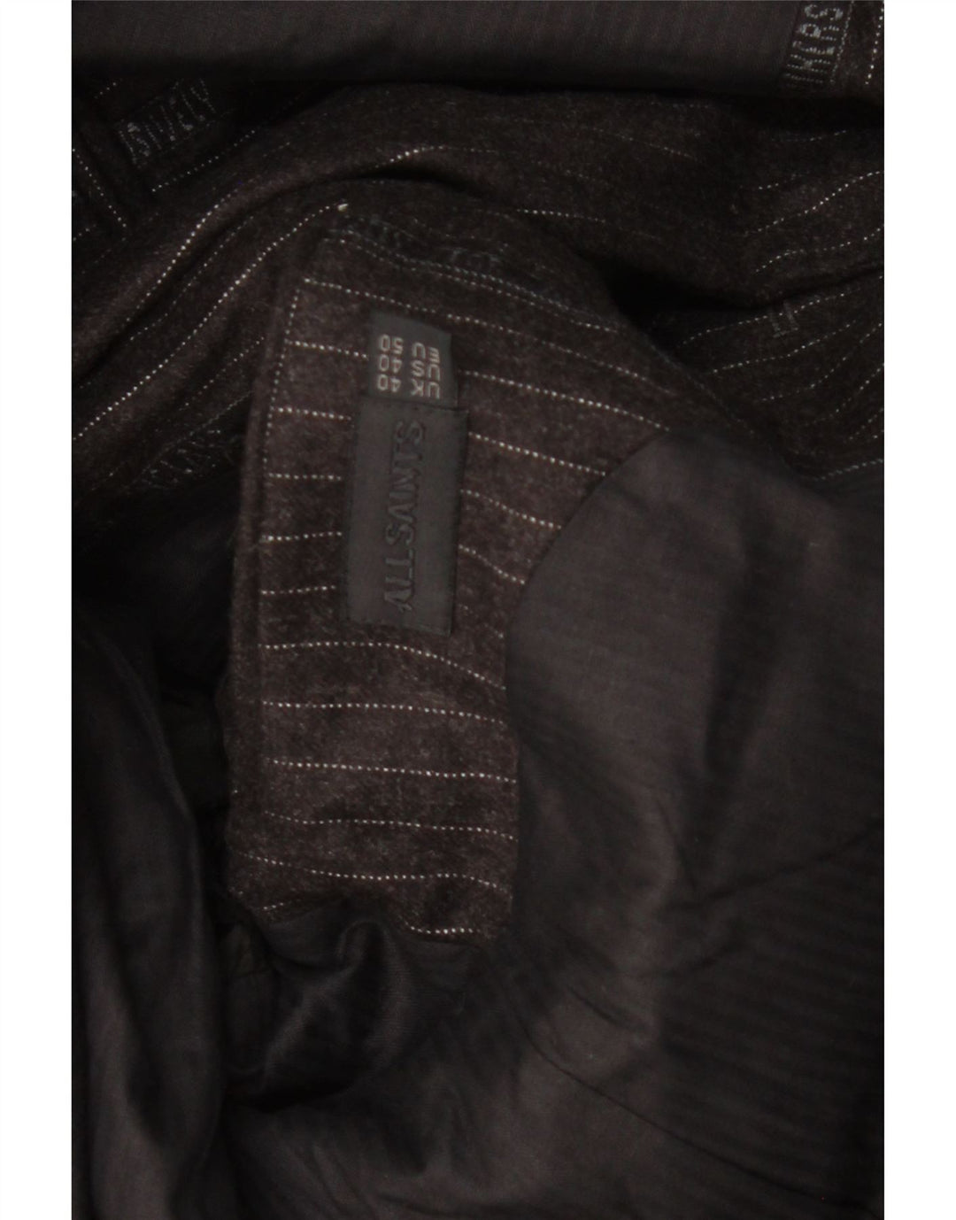 Muška jakna s 2 gumba All Saints UK 40 Vunena velika crna prugasta jakna