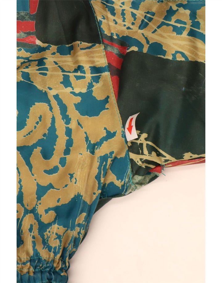 Vintage muška vjetrovka s kapuljačom UK 38 srednje zelena patchwork poliester